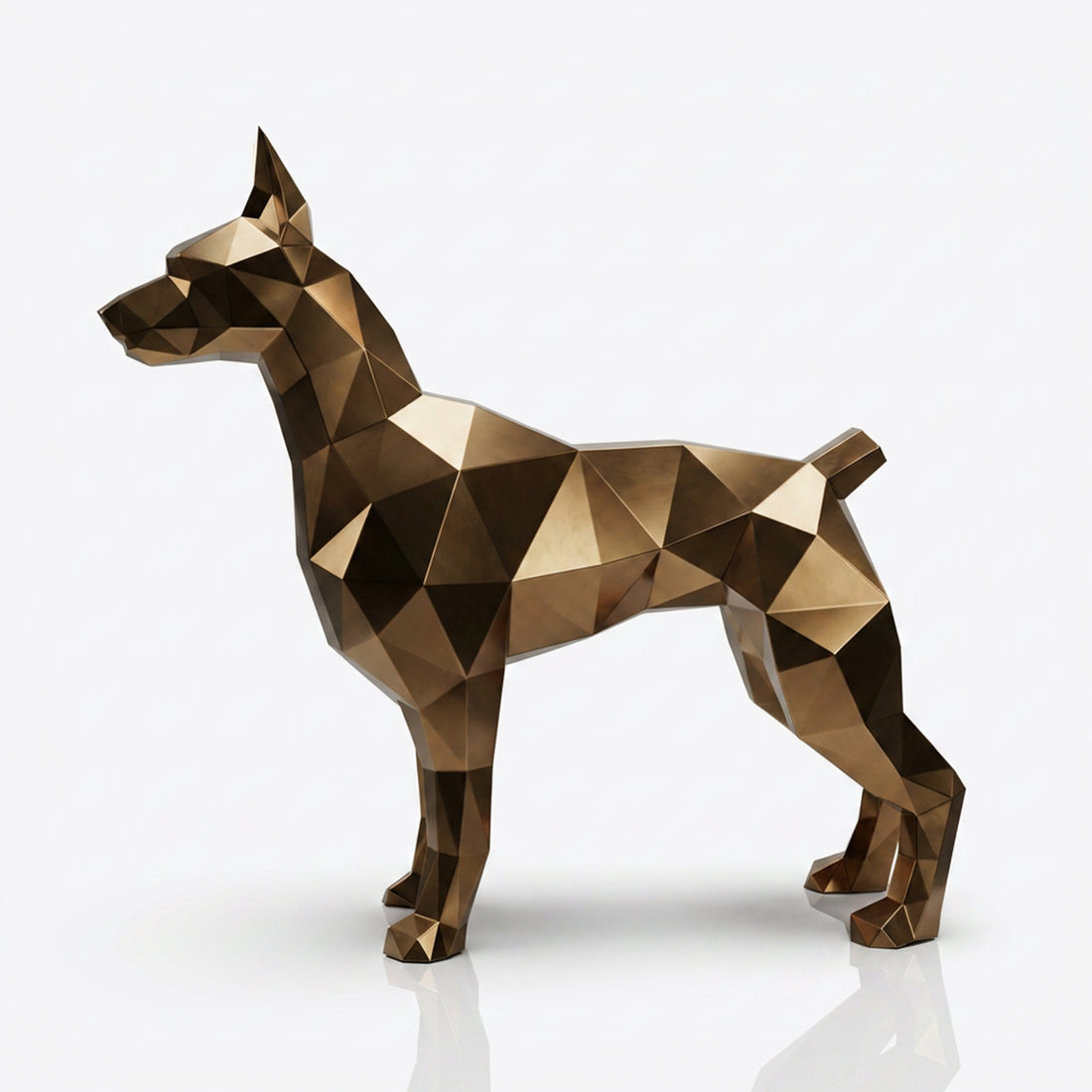 Grande Statue Doberman Polygone - Sculpture Origami