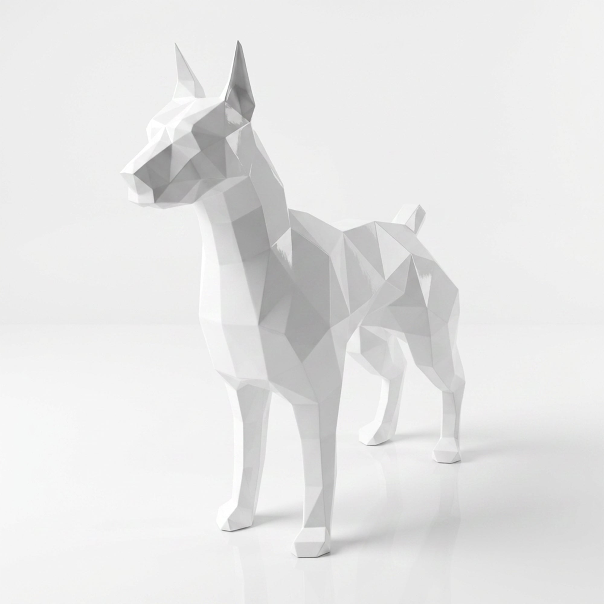 Grande Statue Doberman Polygone - Sculpture Origami