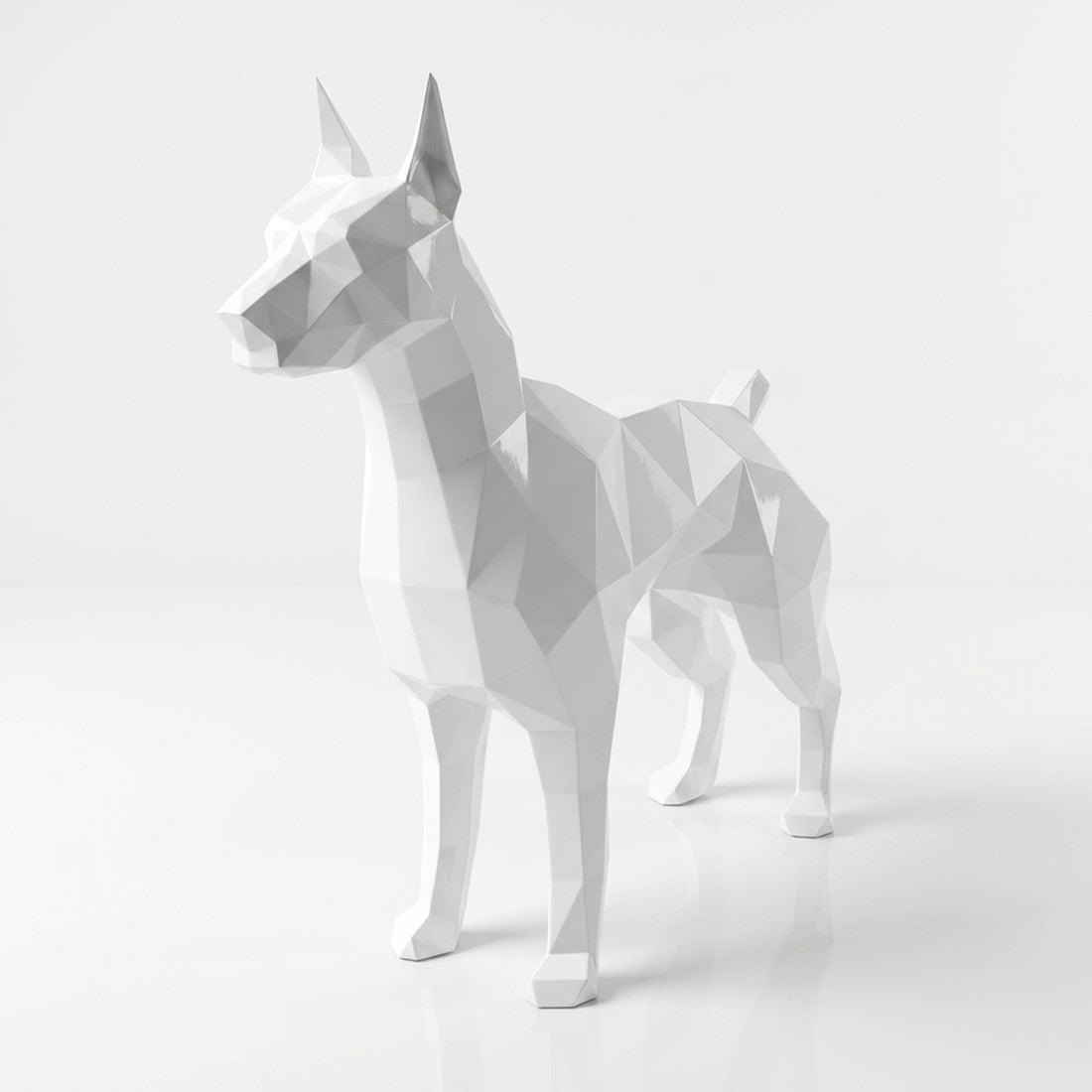 Grande Statue Doberman Polygone - Sculpture Origami