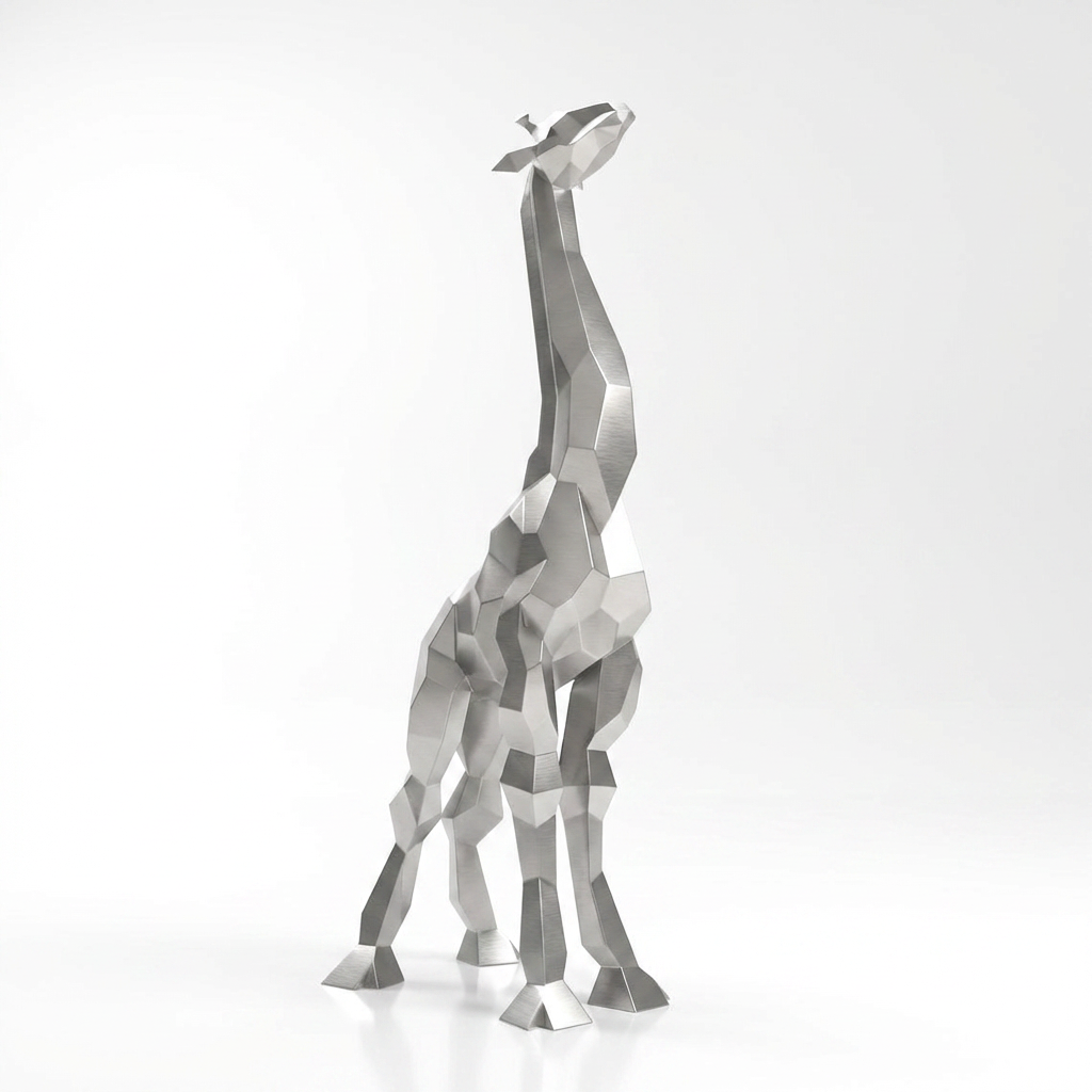 Sculpture Girafe Moderne Facettée - Sculpture Origami