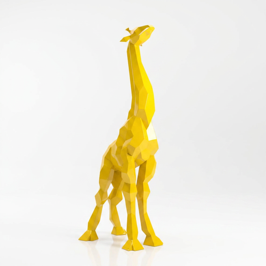 Sculpture Girafe Moderne Facettée - Sculpture Origami