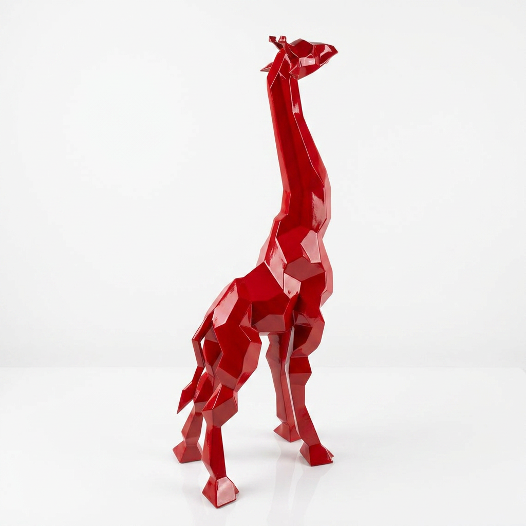 Sculpture Girafe Moderne Facettée - Sculpture Origami