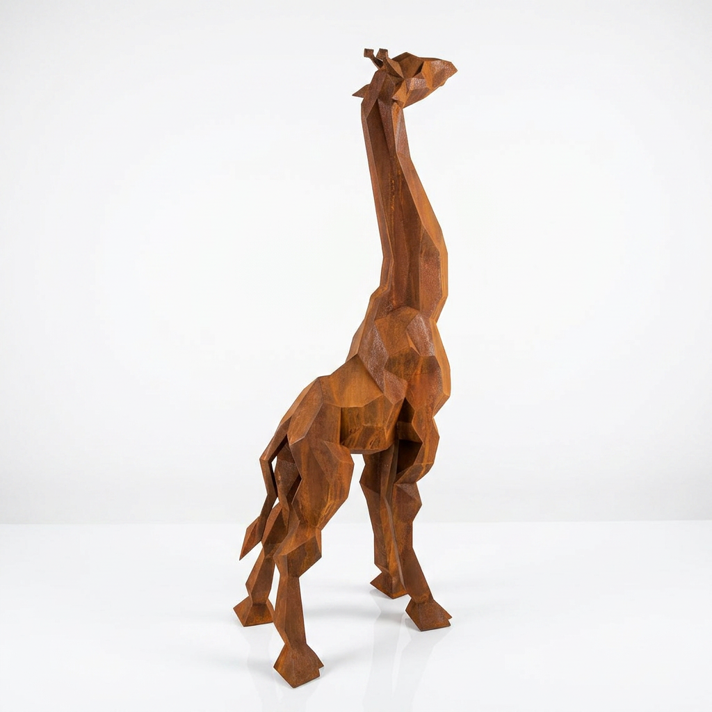 Sculpture Girafe Moderne Facettée - Sculpture Origami