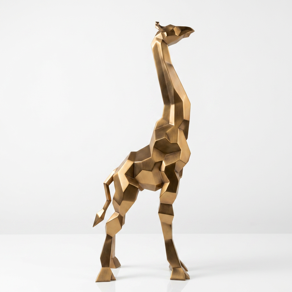 Sculpture Girafe Moderne Facettée - Sculpture Origami