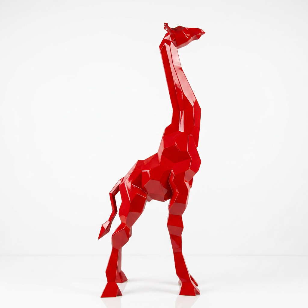 Sculpture Girafe Moderne Facettée - Sculpture Origami