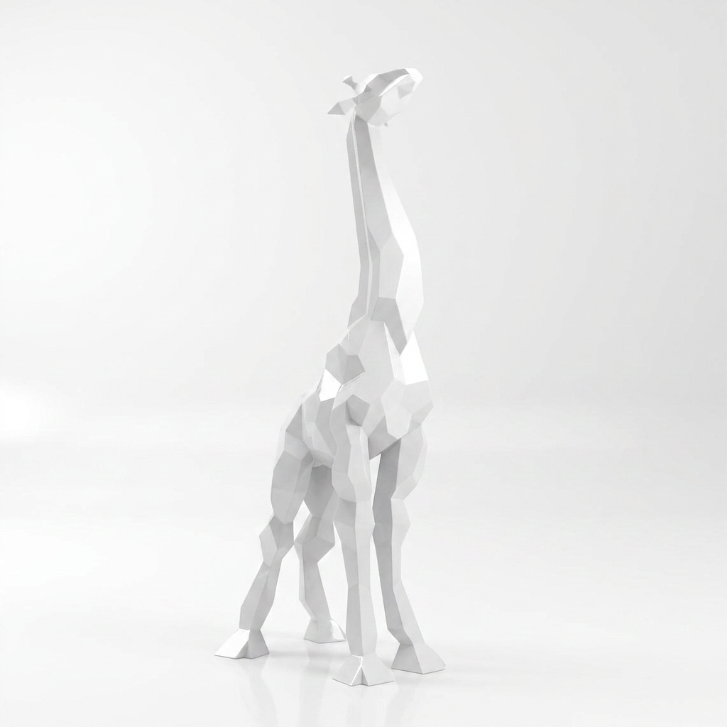 Sculpture Girafe Moderne Facettée - Sculpture Origami