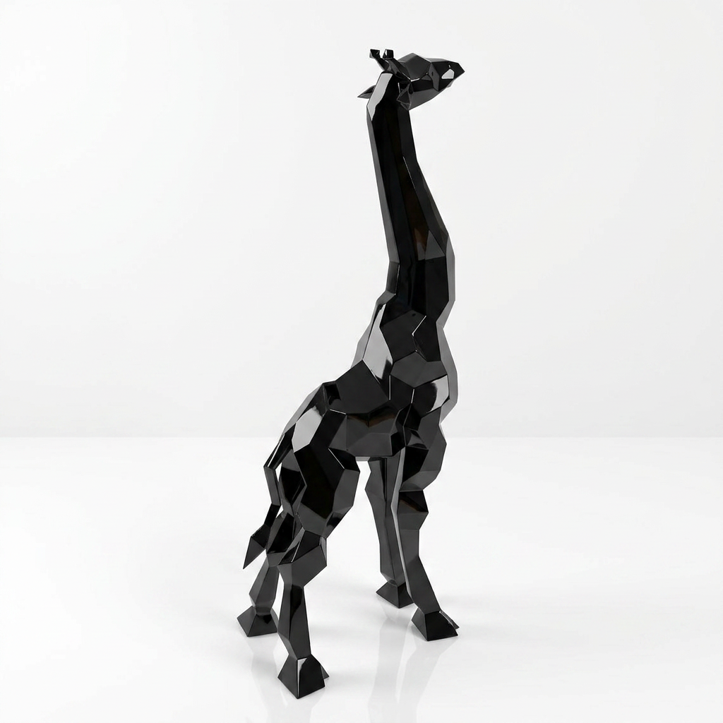 Sculpture Girafe Moderne Facettée - Sculpture Origami