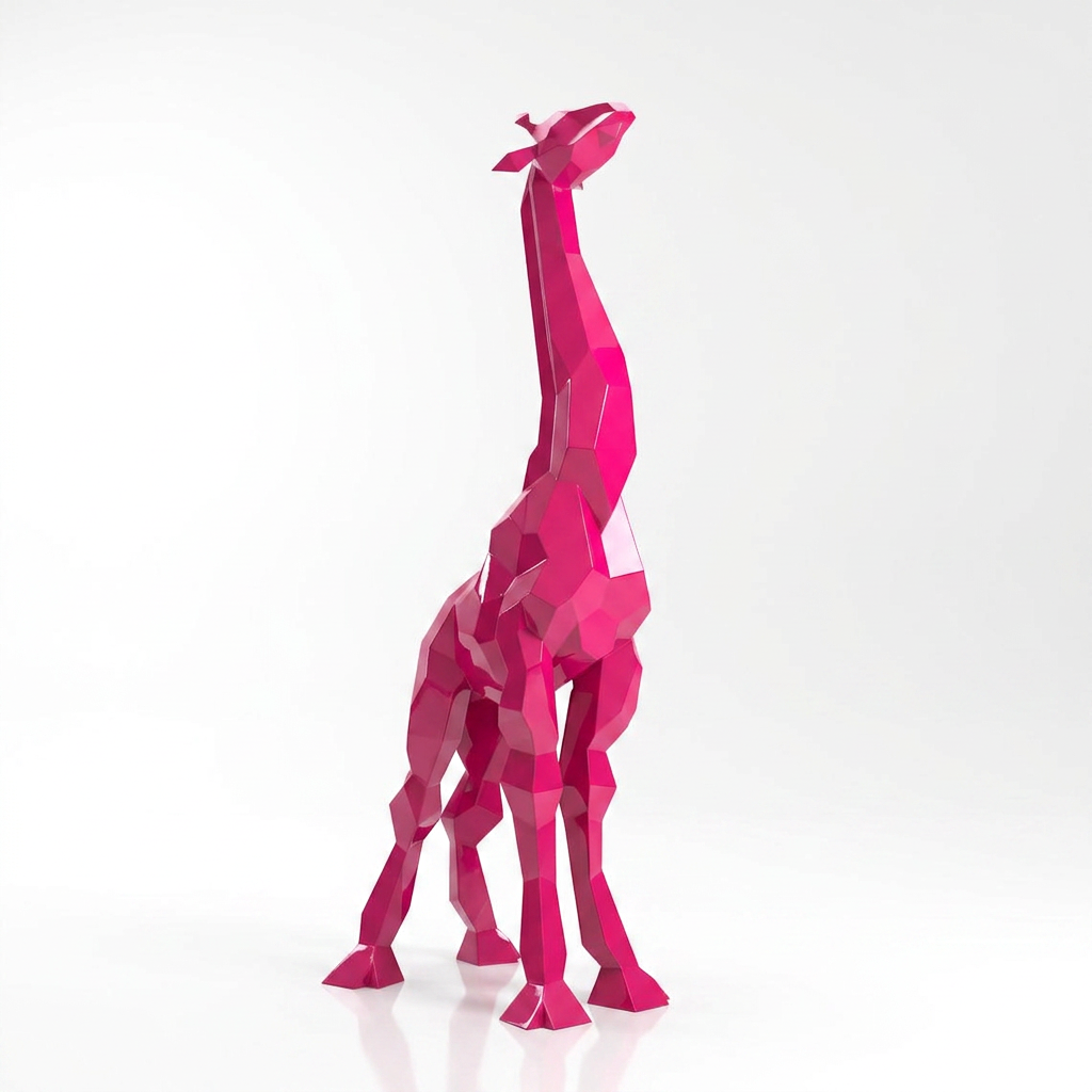 Sculpture Girafe Moderne Facettée - Sculpture Origami