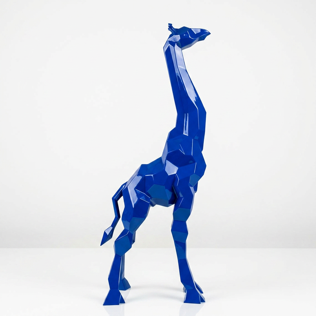 Sculpture Girafe Moderne Facettée - Sculpture Origami