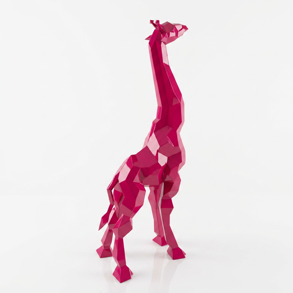 Sculpture Girafe Moderne Facettée - Sculpture Origami
