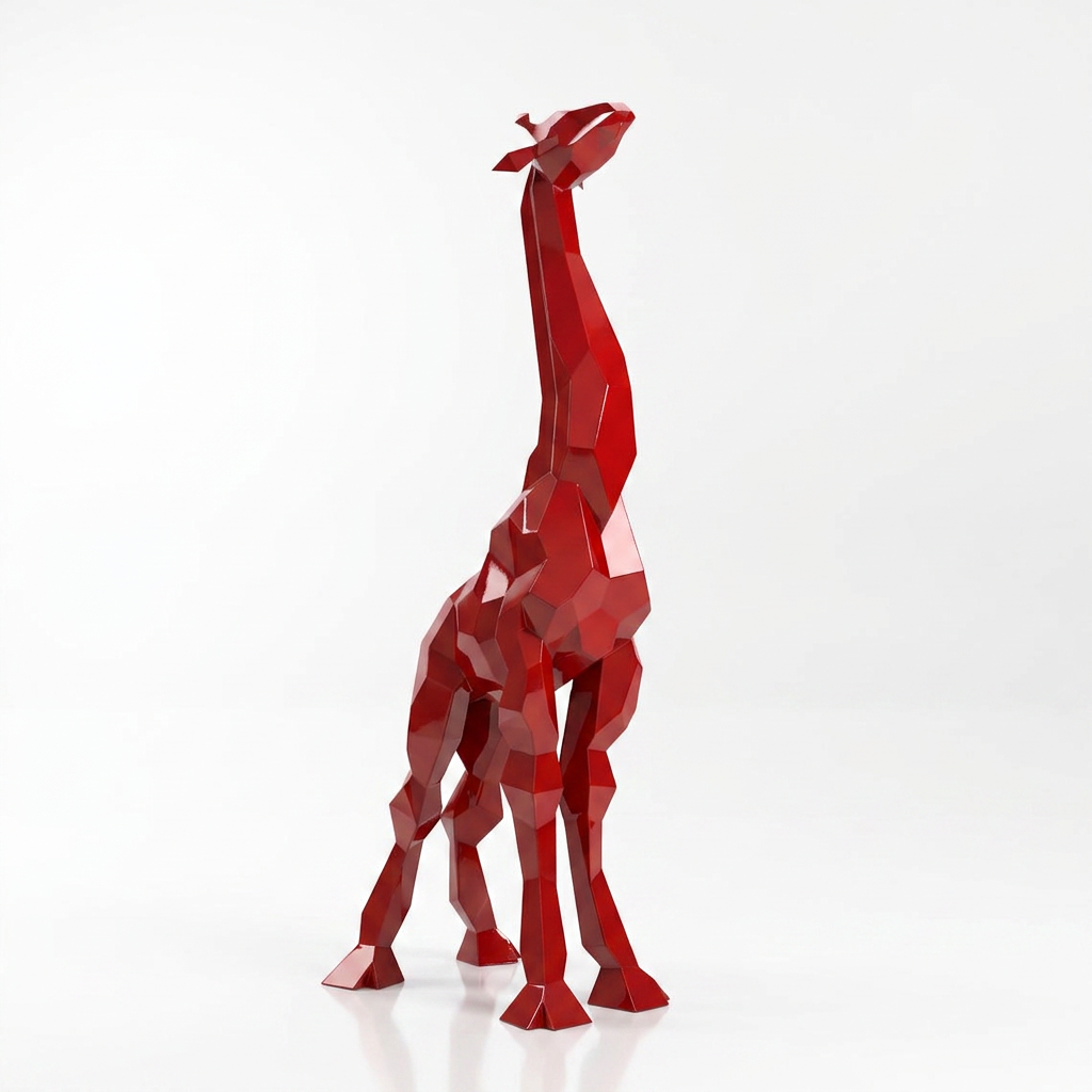 Sculpture Girafe Moderne Facettée - Sculpture Origami