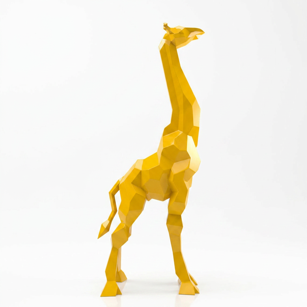 Sculpture Girafe Moderne Facettée - Sculpture Origami