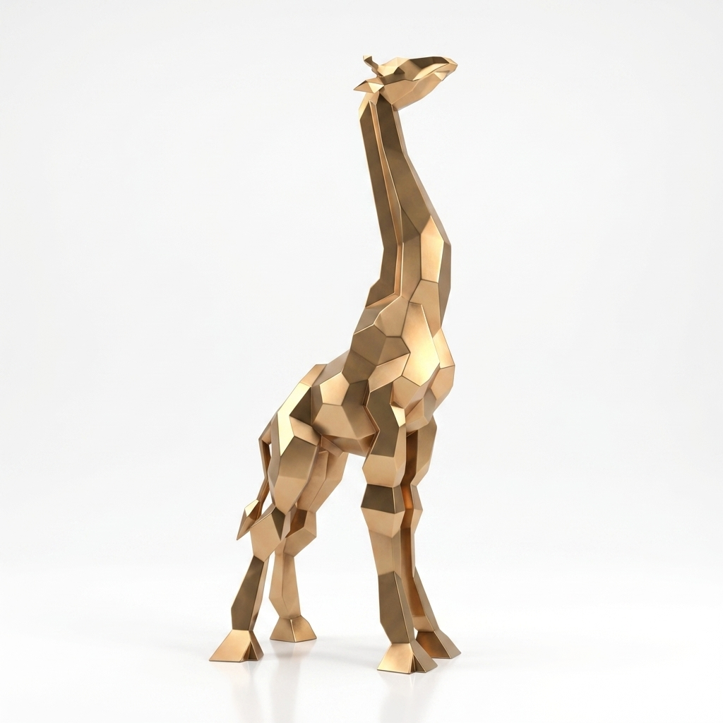 Sculpture Girafe Moderne Facettée - Sculpture Origami