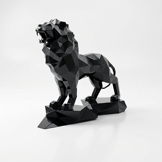 Sculpture Lion Majestueux Facettée - Sculpture Origami