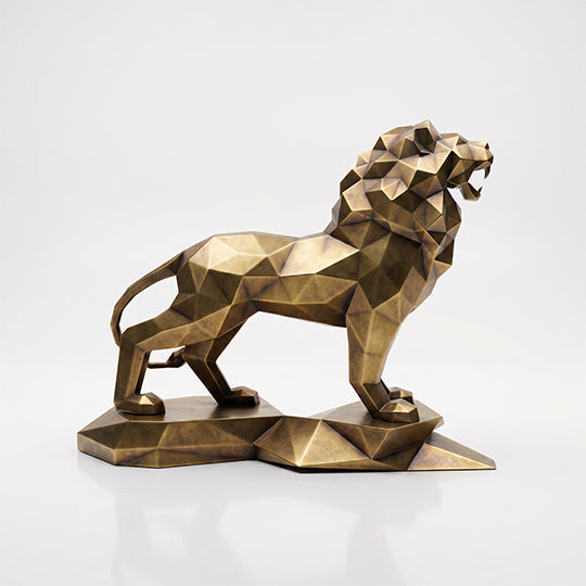 Sculpture Lion Majestueux Facettée - Sculpture Origami