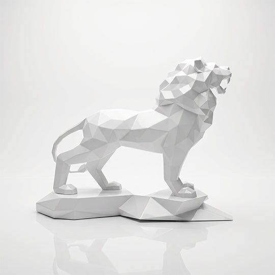 Sculpture Lion Majestueux Facettée - Sculpture Origami