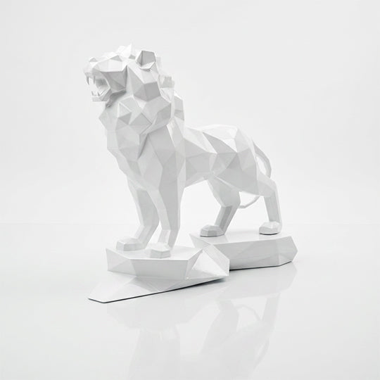 Sculpture Lion Majestueux Facettée - Sculpture Origami