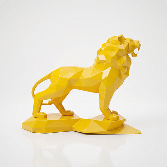 Sculpture Lion Majestueux Facettée - Sculpture Origami