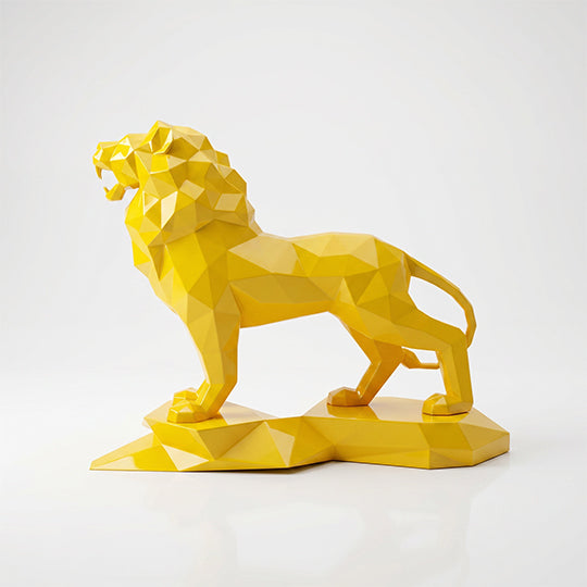 Sculpture Lion Majestueux Facettée - Sculpture Origami