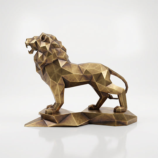 Sculpture Lion Majestueux Facettée - Sculpture Origami