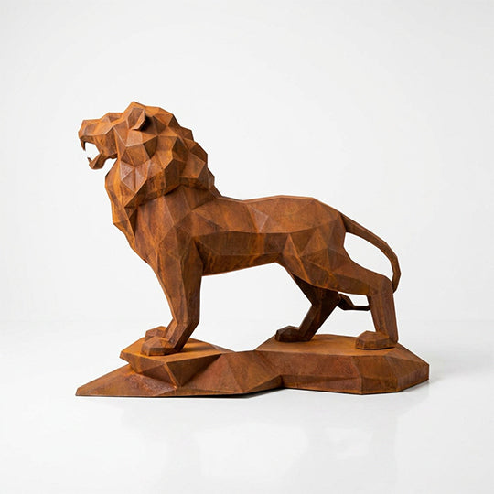 Sculpture Lion Majestueux Facettée - Sculpture Origami