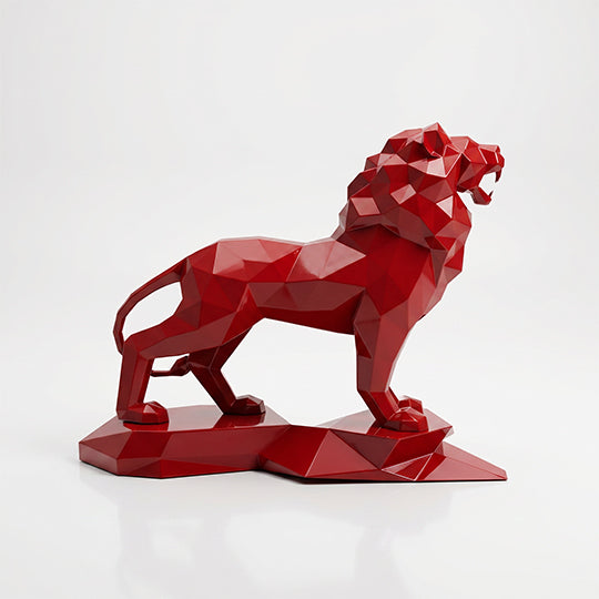 Sculpture Lion Majestueux Facettée - Sculpture Origami