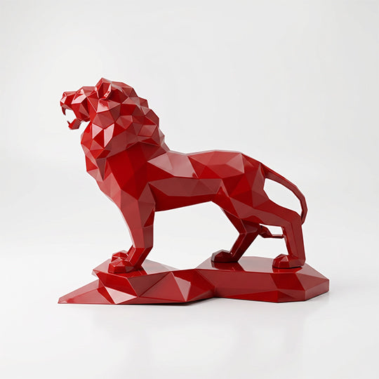 Sculpture Lion Majestueux Facettée - Sculpture Origami