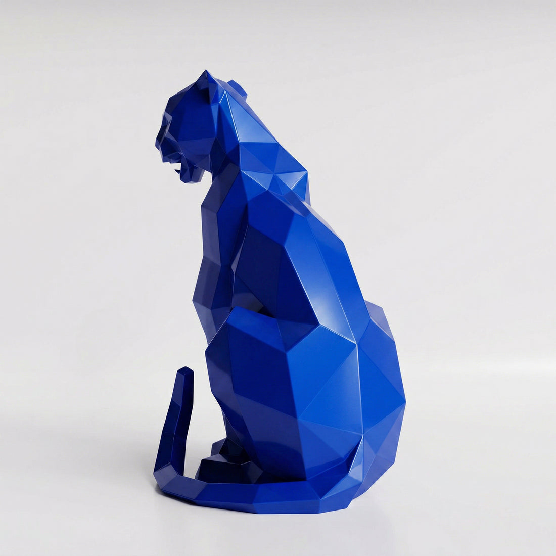 Sculpture Panthère Assise Facettée - Sculpture Origami