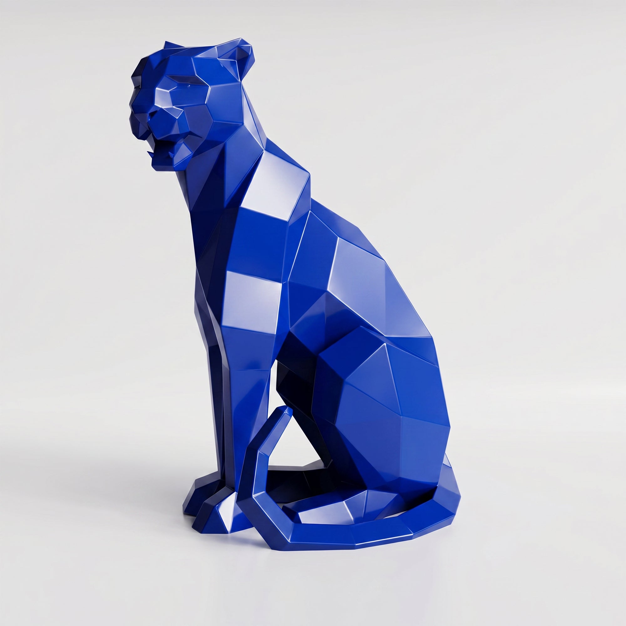 Sculpture Panthère Assise Facettée - Sculpture Origami