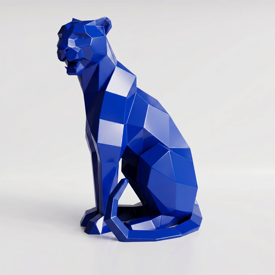 Sculpture Panthère Assise Facettée - Sculpture Origami