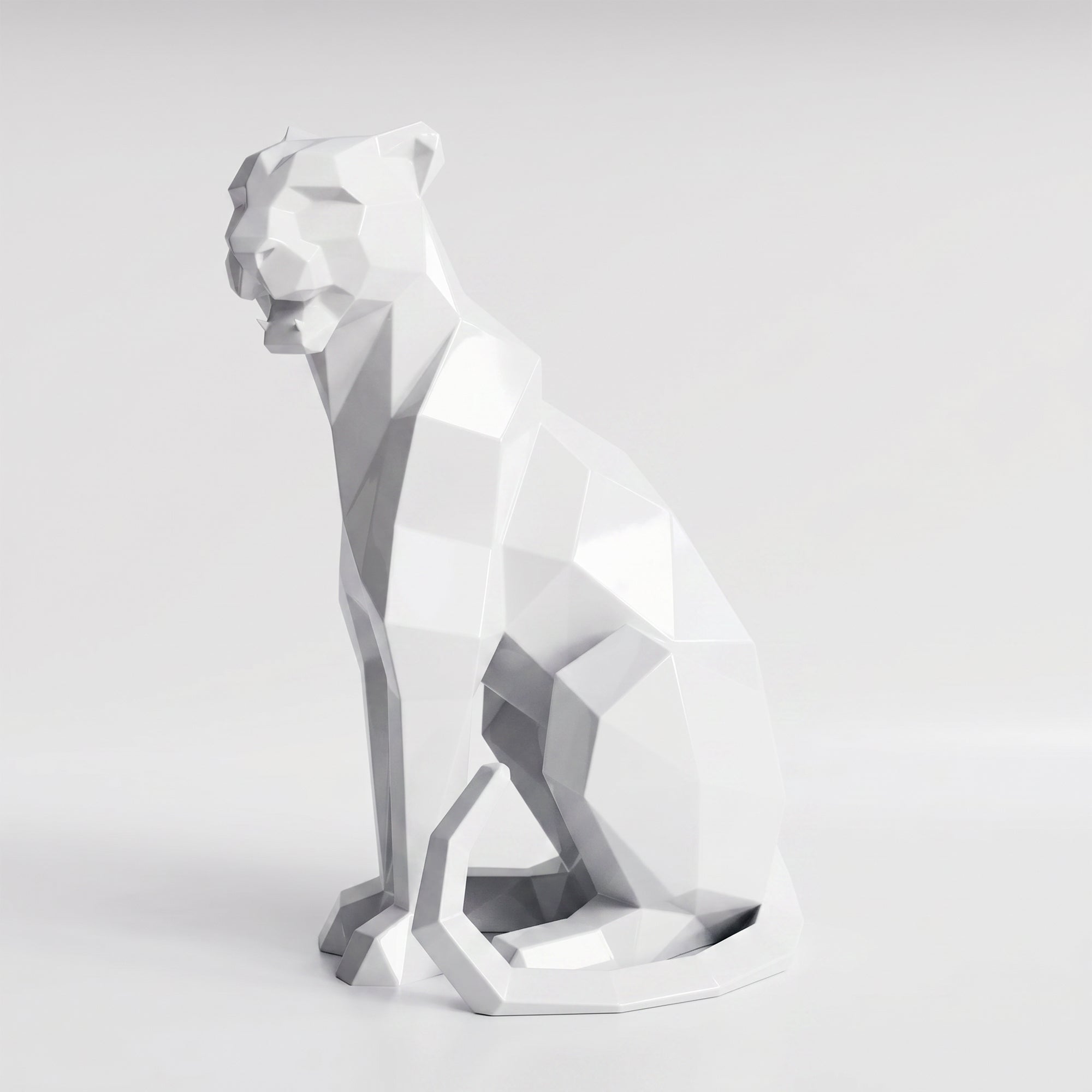 Sculpture Panthère Assise Facettée - Sculpture Origami