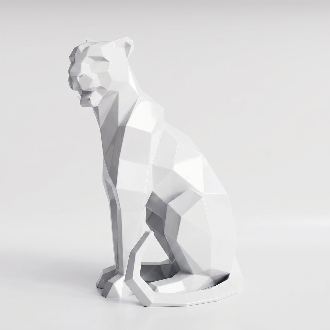Sculpture Panthère Assise Facettée - Sculpture Origami