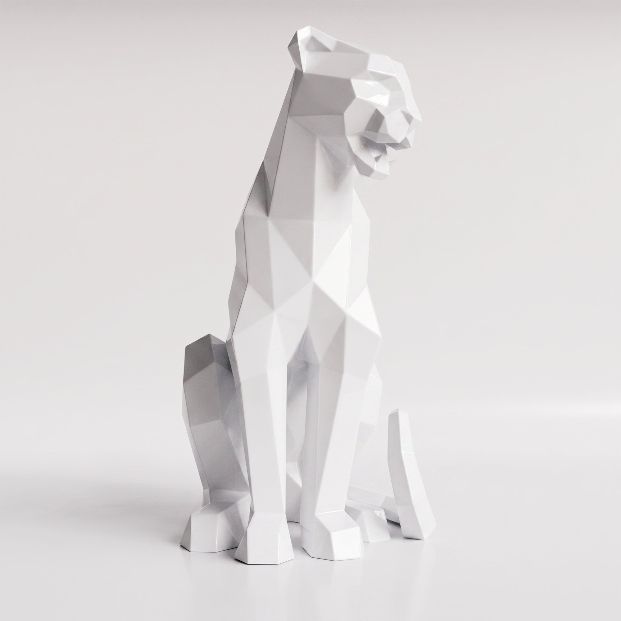 Sculpture Panthère Assise Facettée - Sculpture Origami