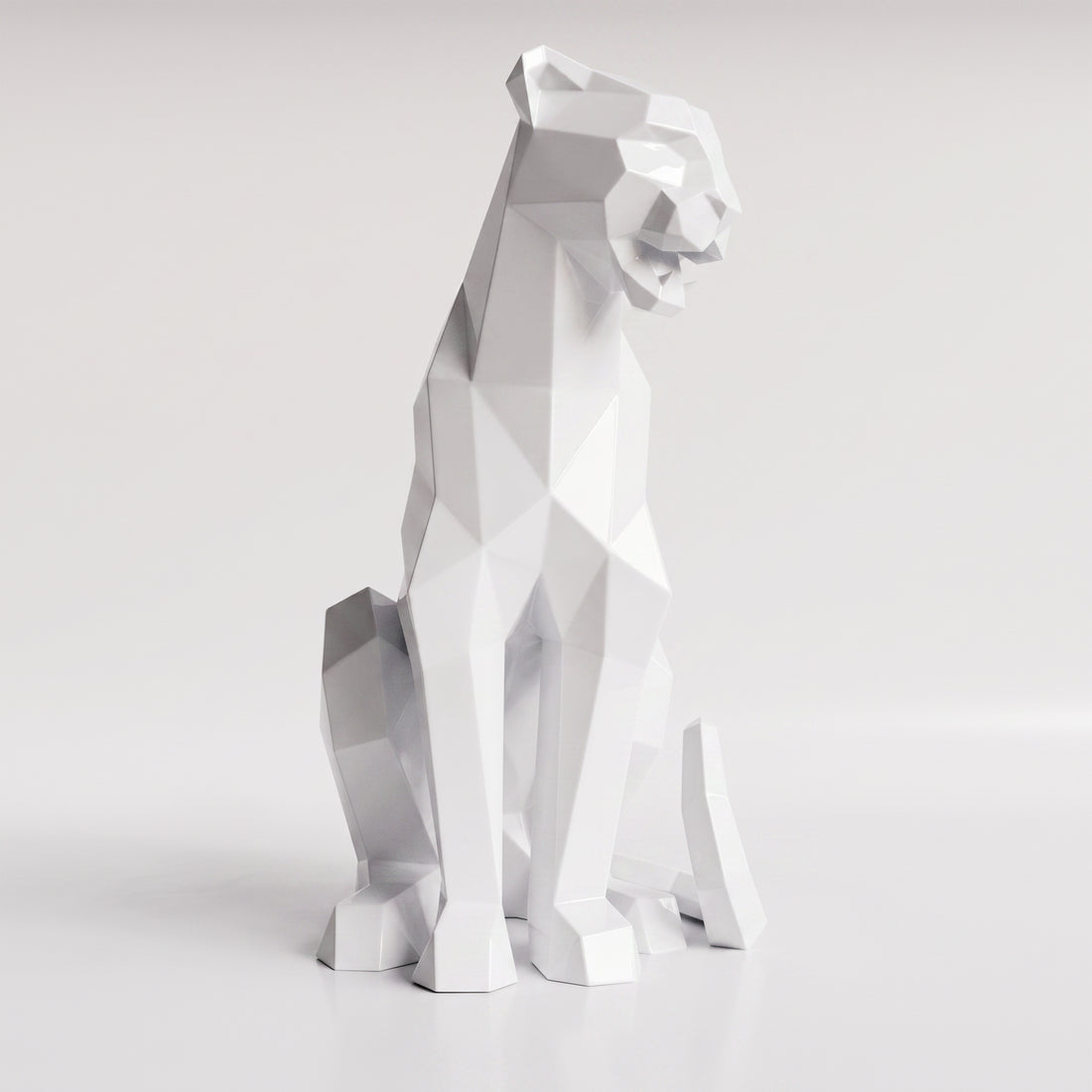Sculpture Panthère Assise Facettée - Sculpture Origami
