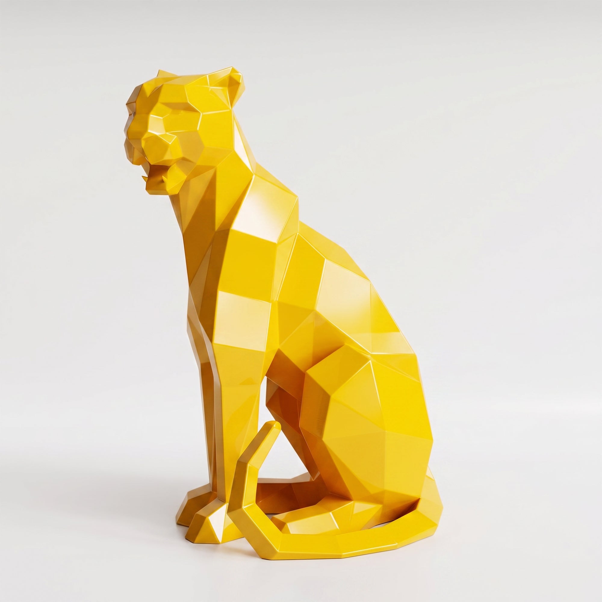 Sculpture Panthère Assise Facettée - Sculpture Origami