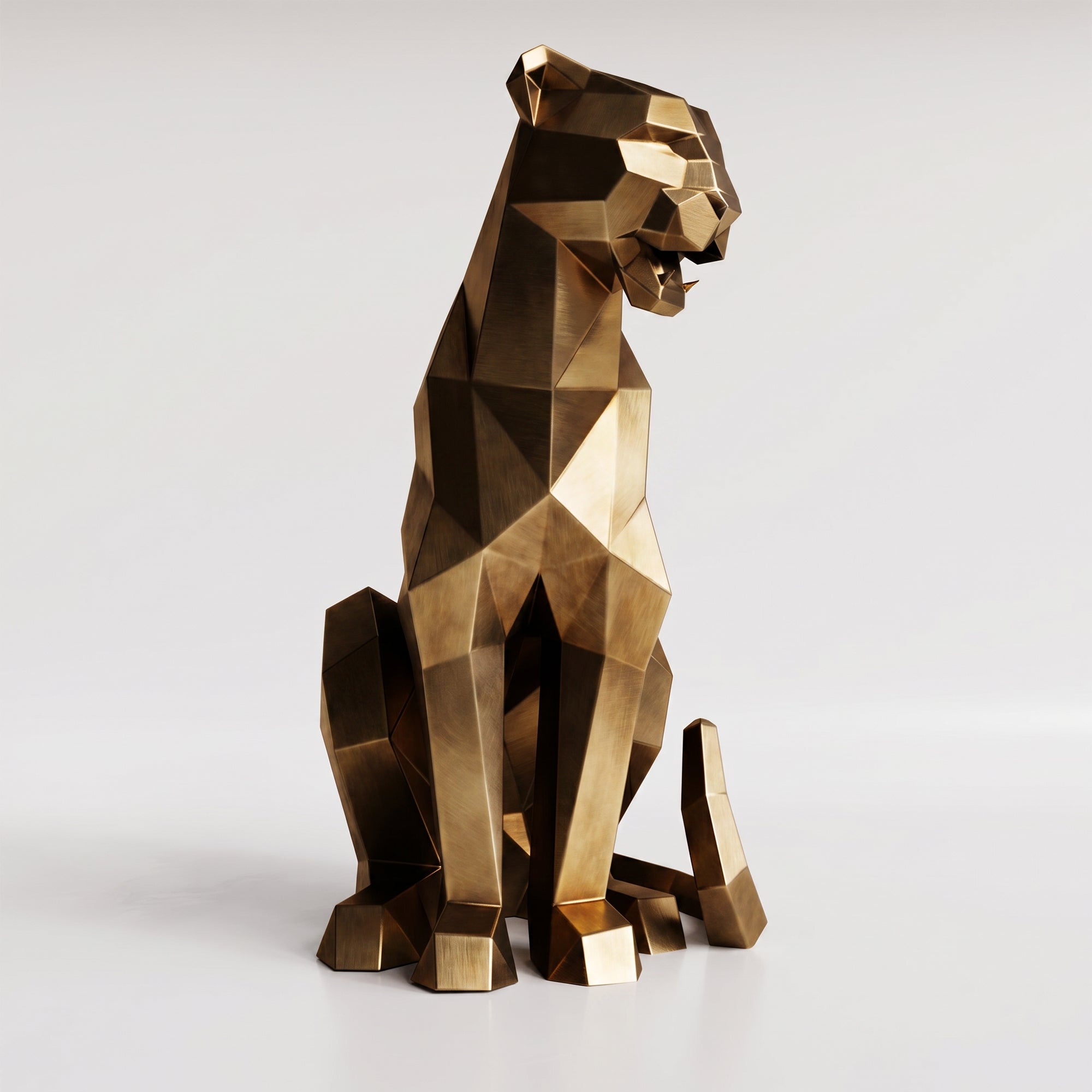 Sculpture Panthère Assise Facettée - Sculpture Origami