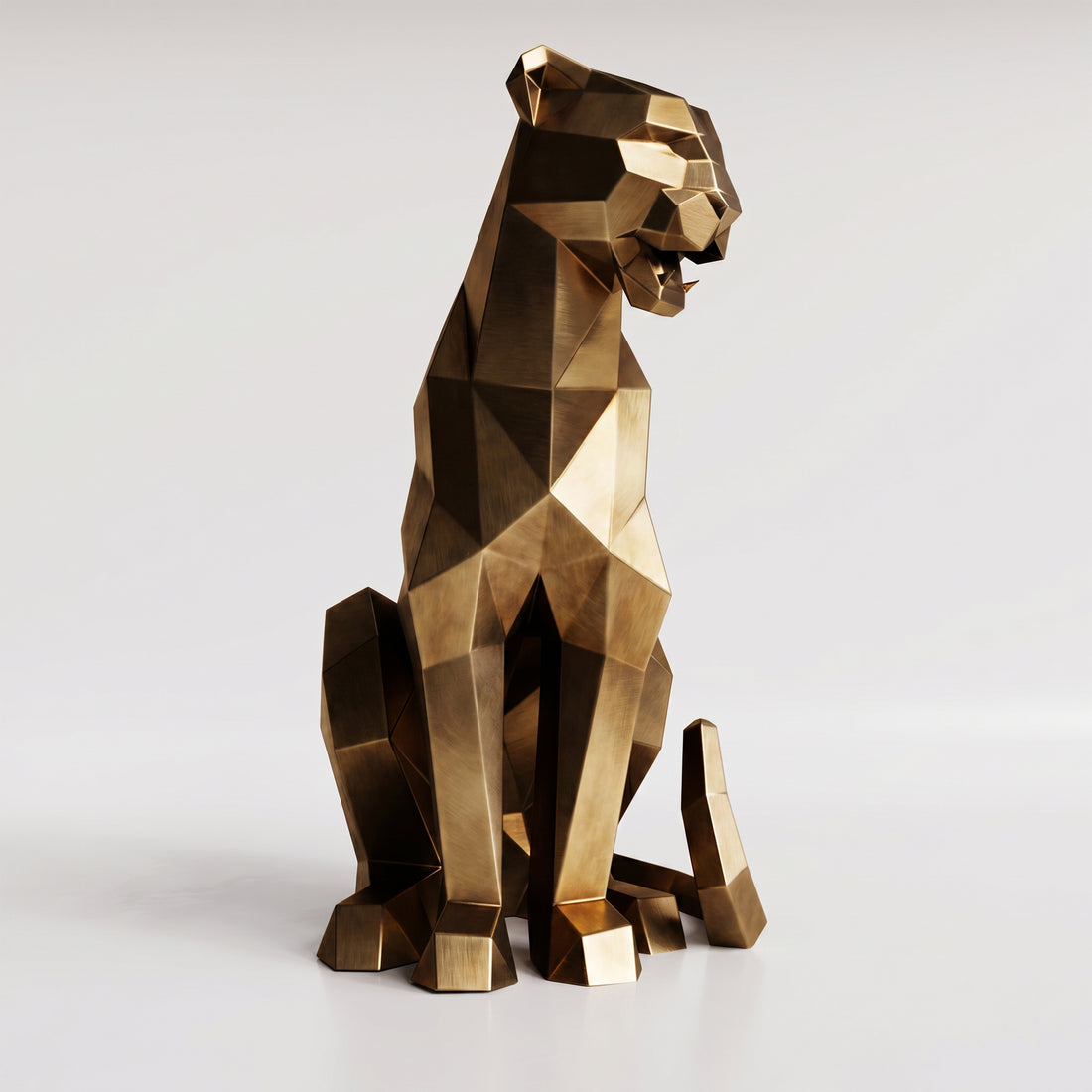 Sculpture Panthère Assise Facettée - Sculpture Origami