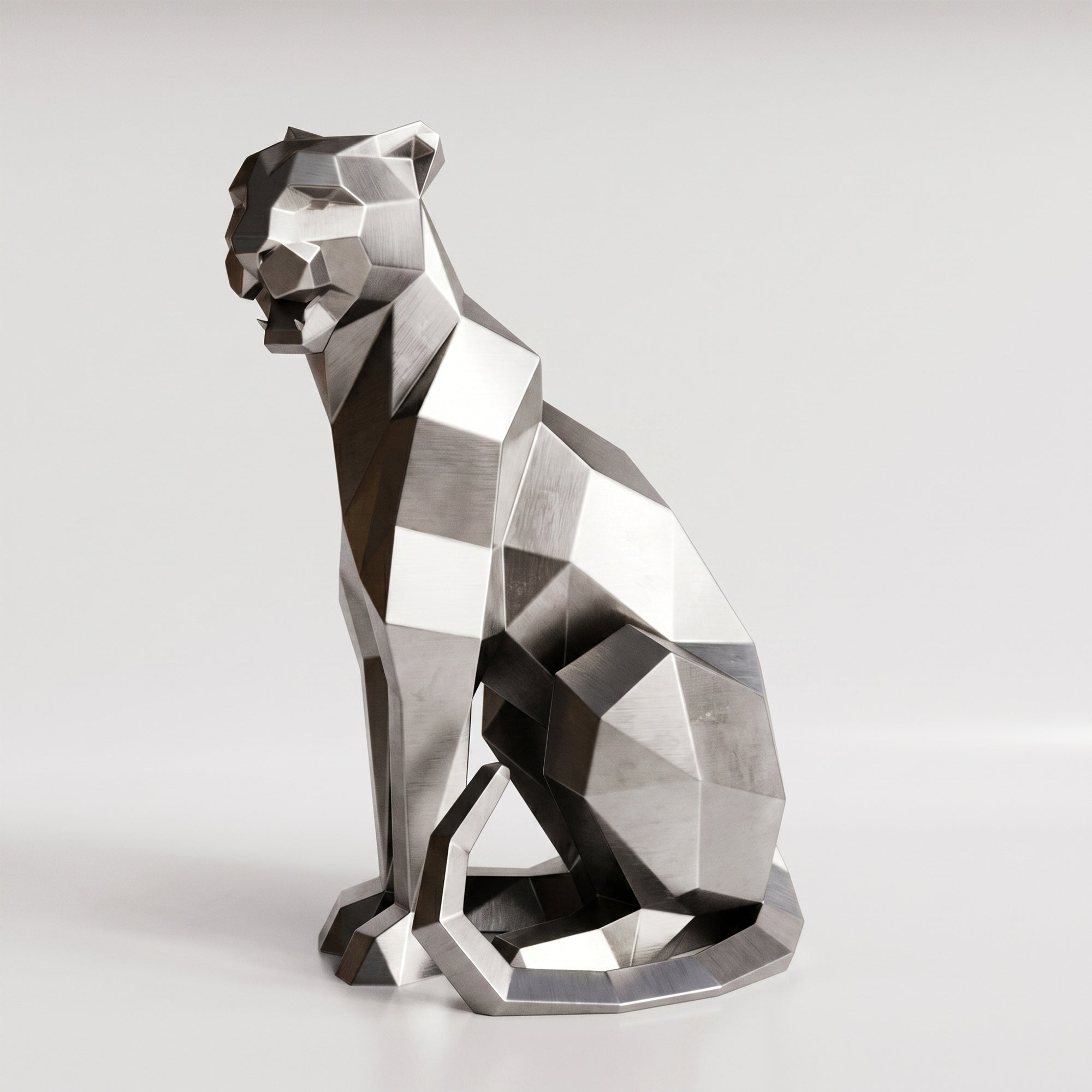 Sculpture Panthère Assise Facettée - Sculpture Origami