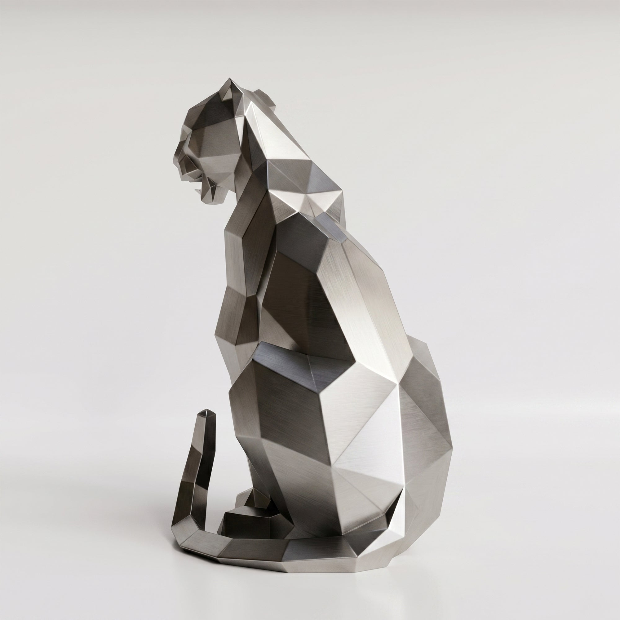 Sculpture Panthère Assise Facettée - Sculpture Origami