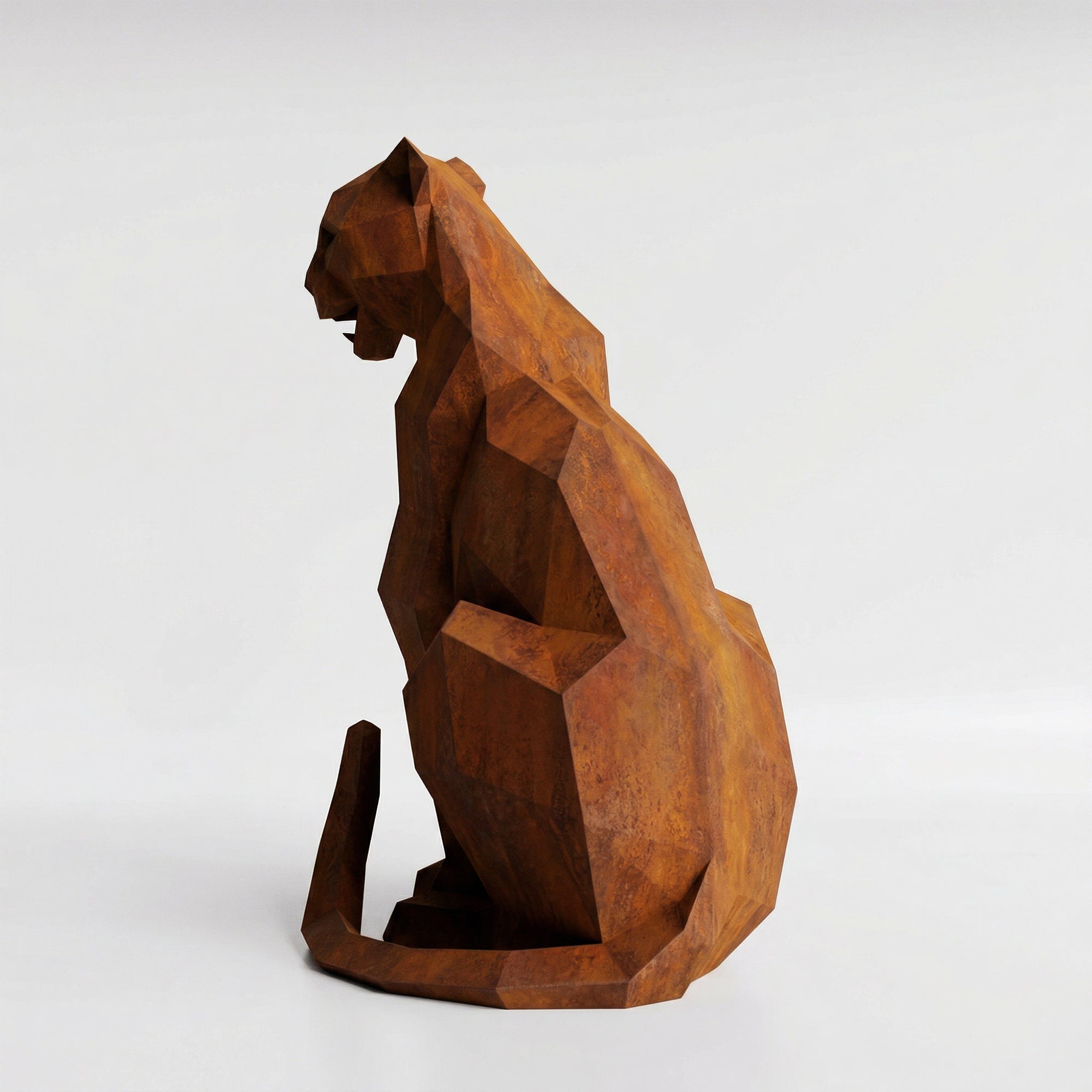 Sculpture Panthère Assise Facettée - Sculpture Origami
