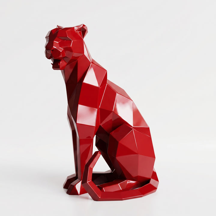Sculpture Panthère Assise Facettée - Sculpture Origami
