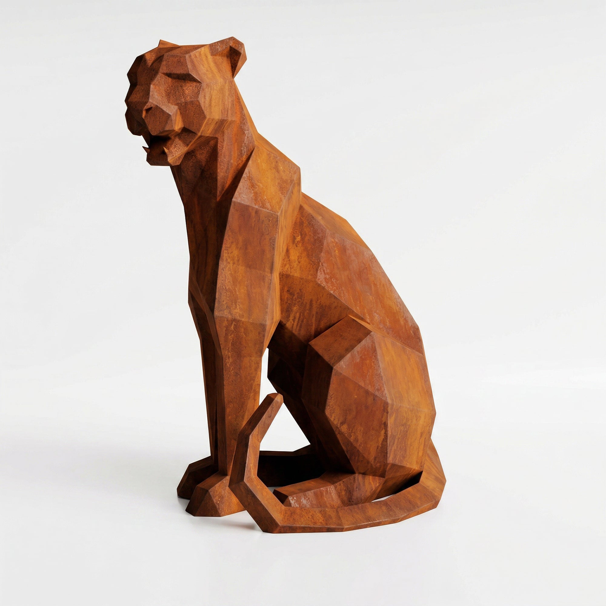 Sculpture Panthère Assise Facettée - Sculpture Origami