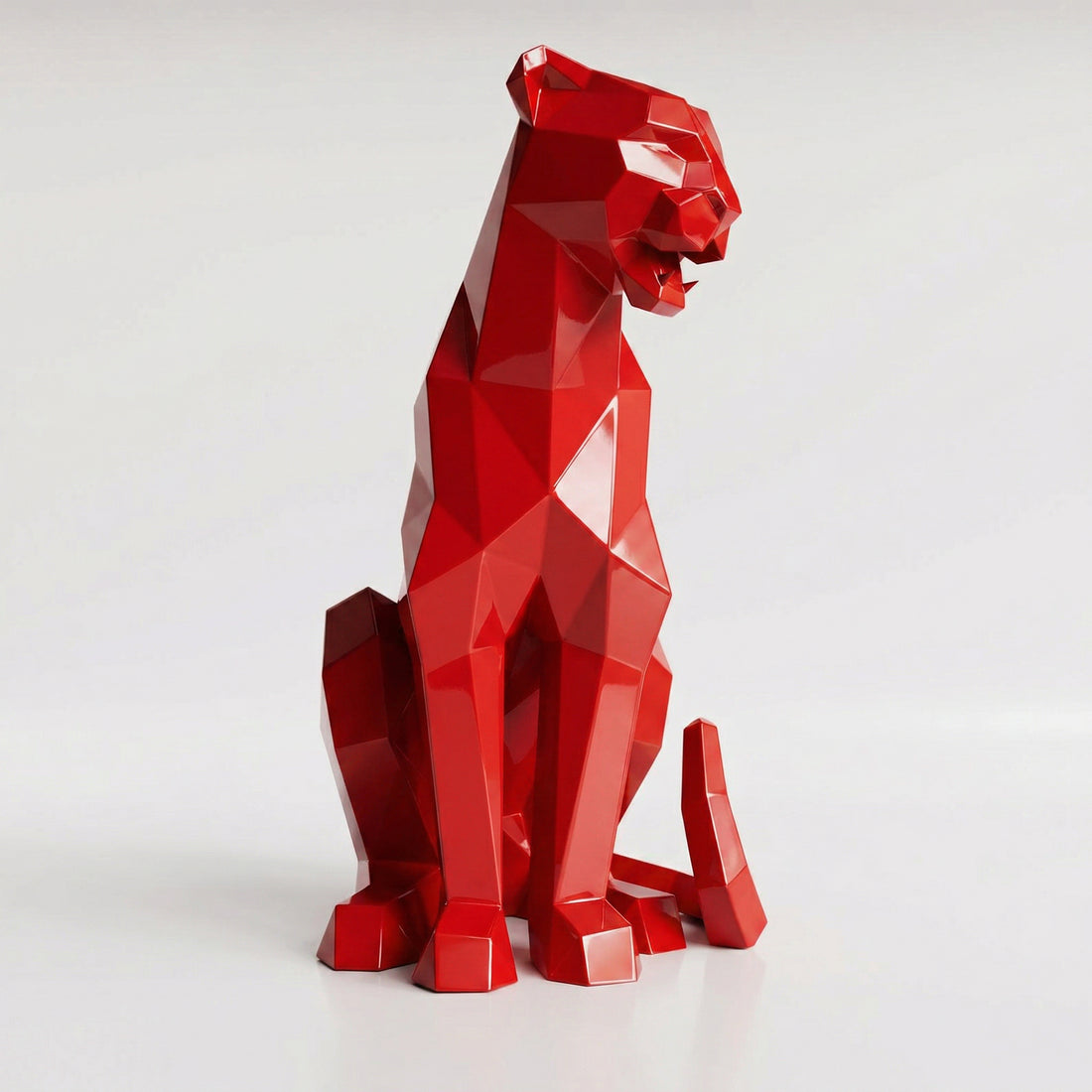 Sculpture Panthère Assise Facettée - Sculpture Origami