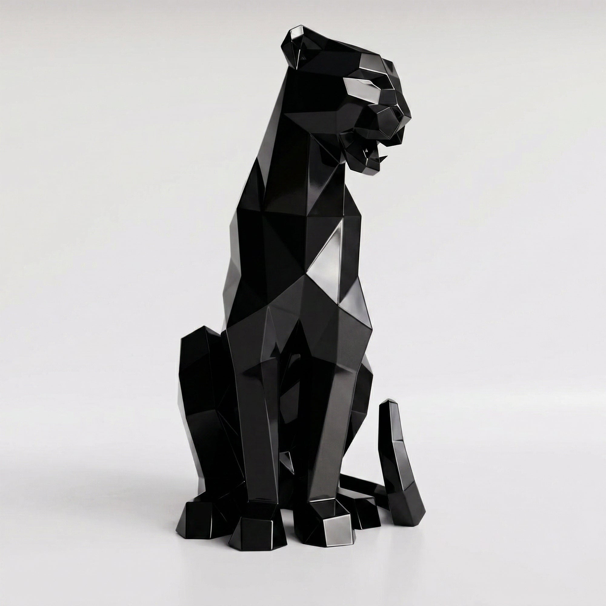 Sculpture Panthère Assise Facettée - Sculpture Origami