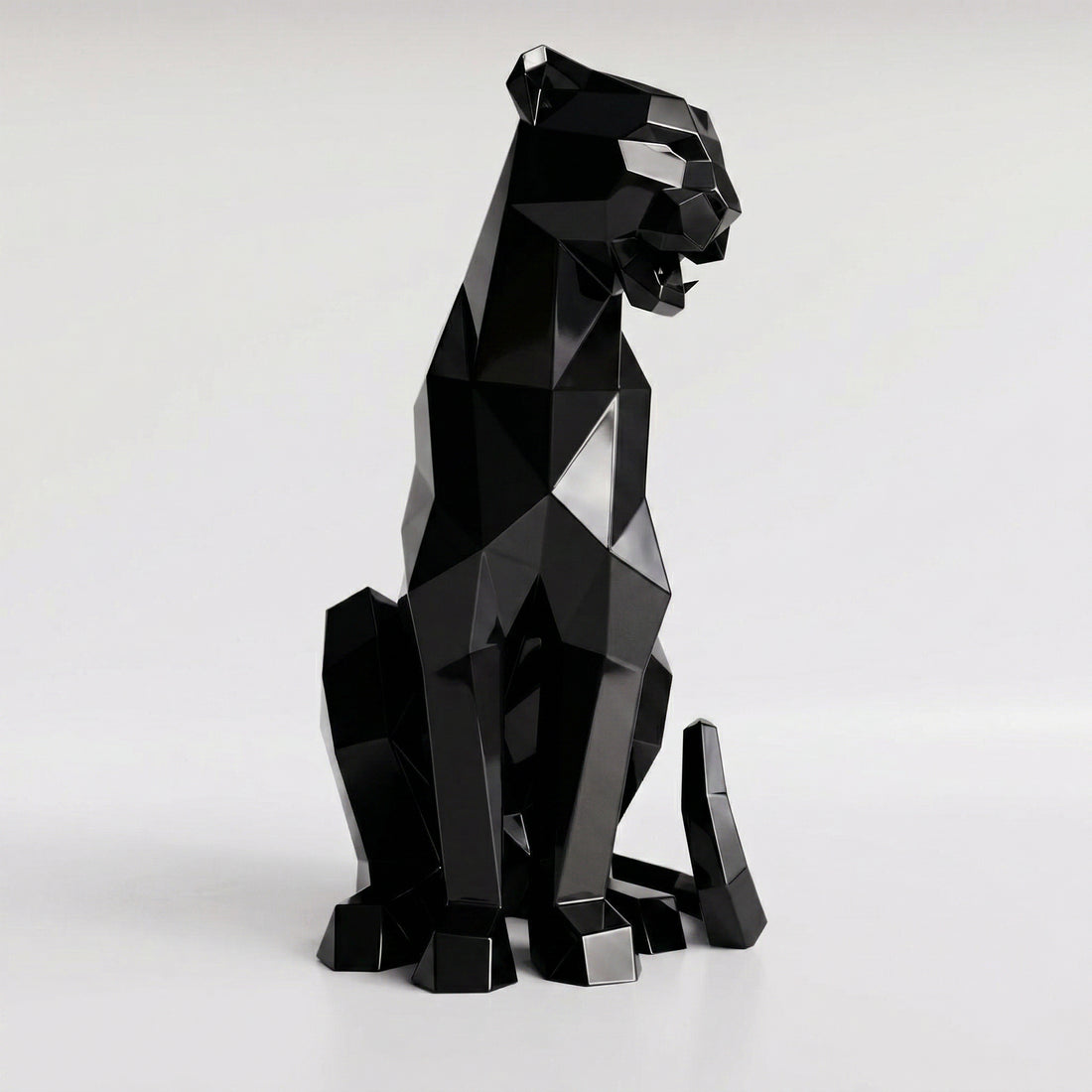 Sculpture Panthère Assise Facettée - Sculpture Origami