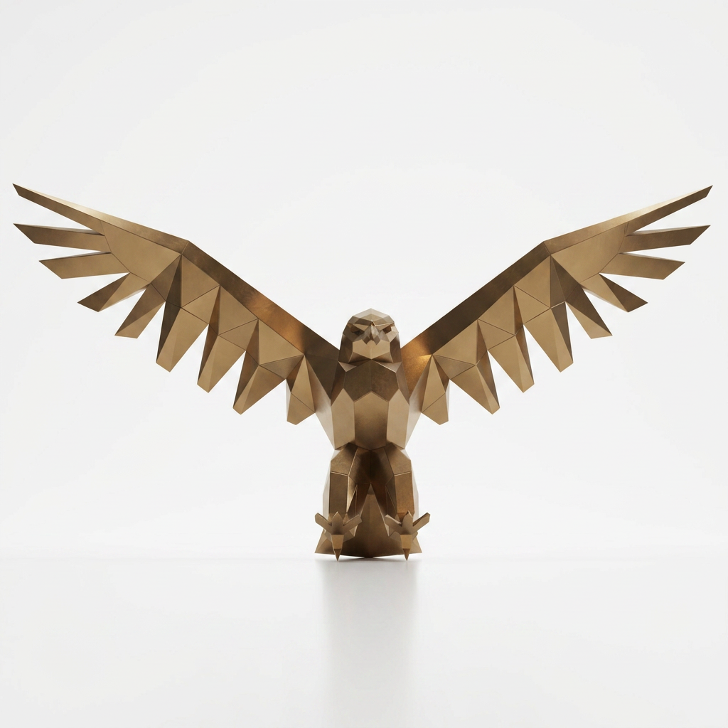 Sculpture Aigle Déployé Facetté - Sculpture Origami