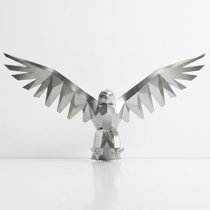 Sculpture Aigle Déployé Facetté - Sculpture Origami