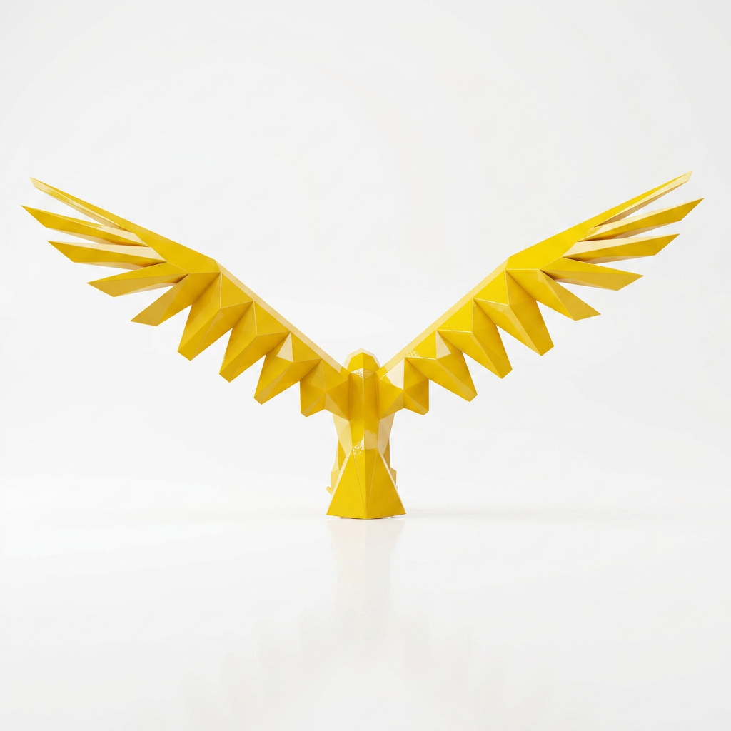 Sculpture Aigle Déployé Facetté - Sculpture Origami