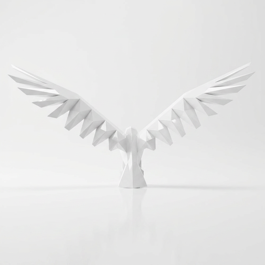 Sculpture Aigle Déployé Facetté - Sculpture Origami
