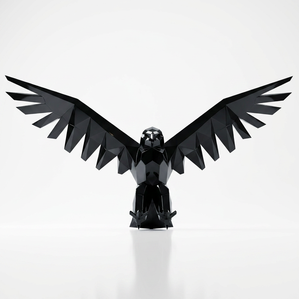 Sculpture Aigle Déployé Facetté - Sculpture Origami